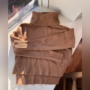 Anthropologie Cozy Tan Turtleneck Sweater